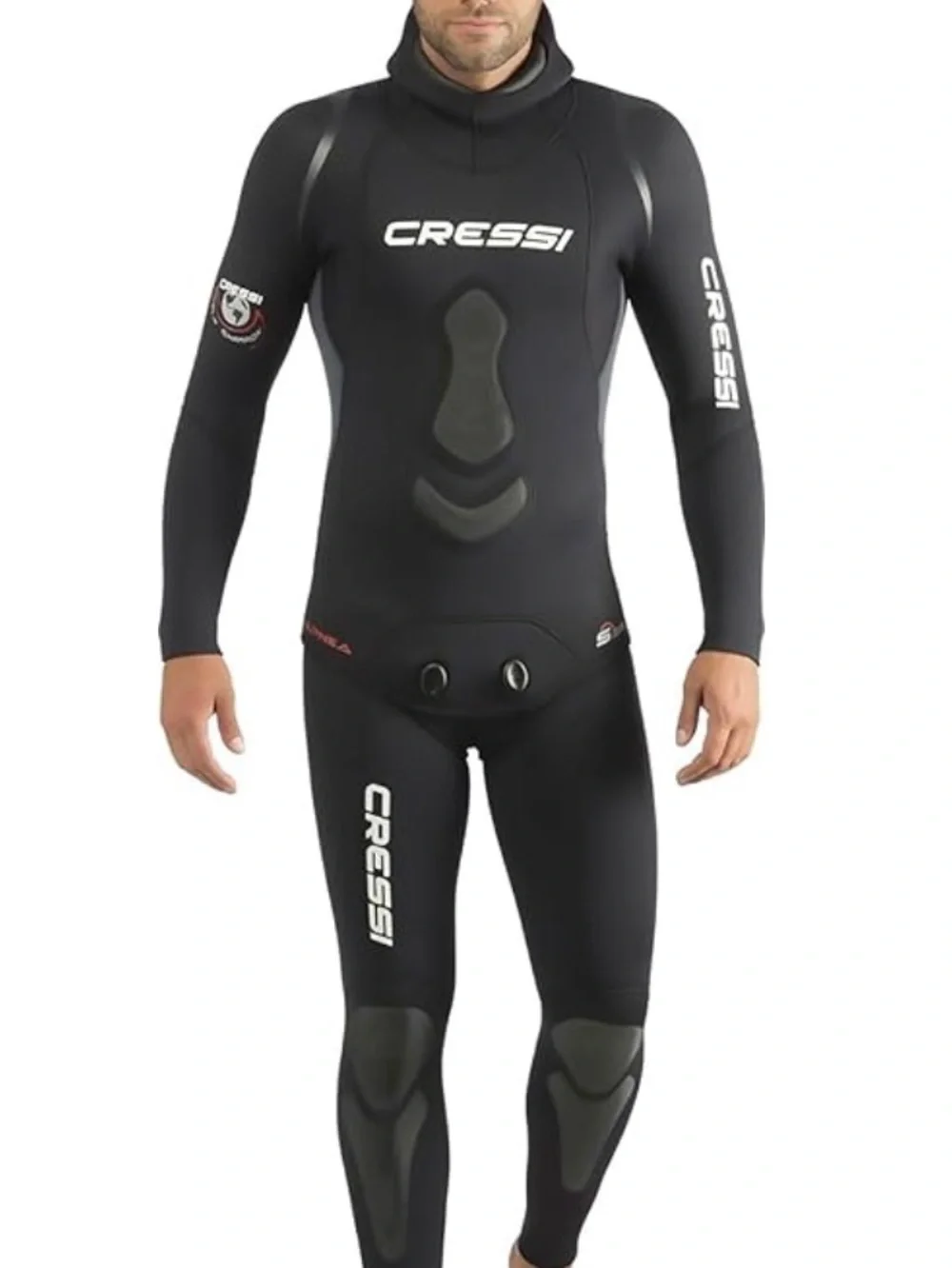 Cressi Unisex Black Hooded Apnea 2-Piece Freediving Wetsuit - Size XXL, 5mm